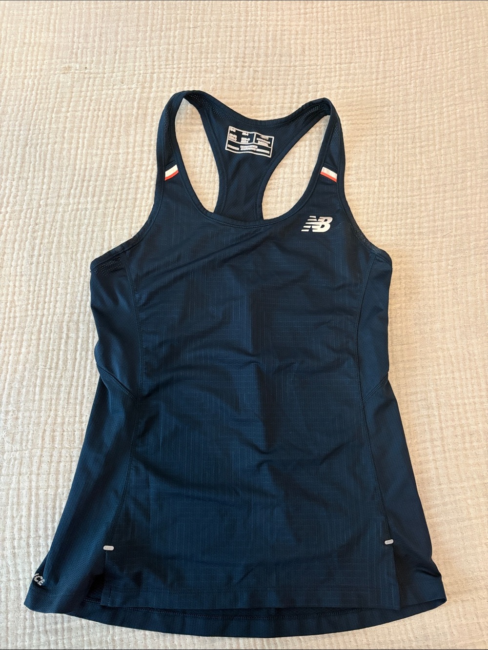 New Balance Navy Racerback Performance Tank w/Reflective & Subtle Orange Accents